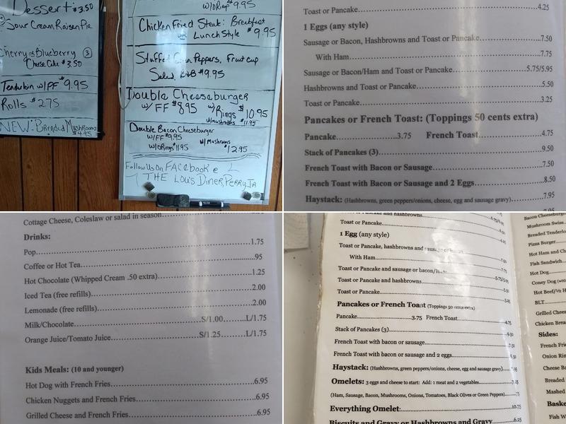 The Lou's Diner Menu
