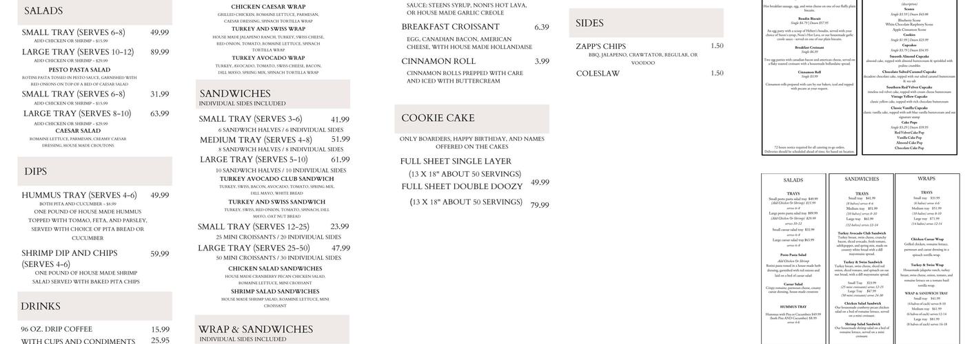 Classic Cup LLC Menu