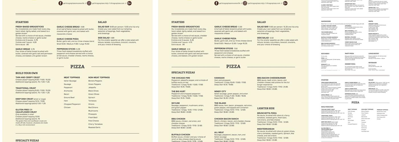Chicago's Pizza Mooresville Menu