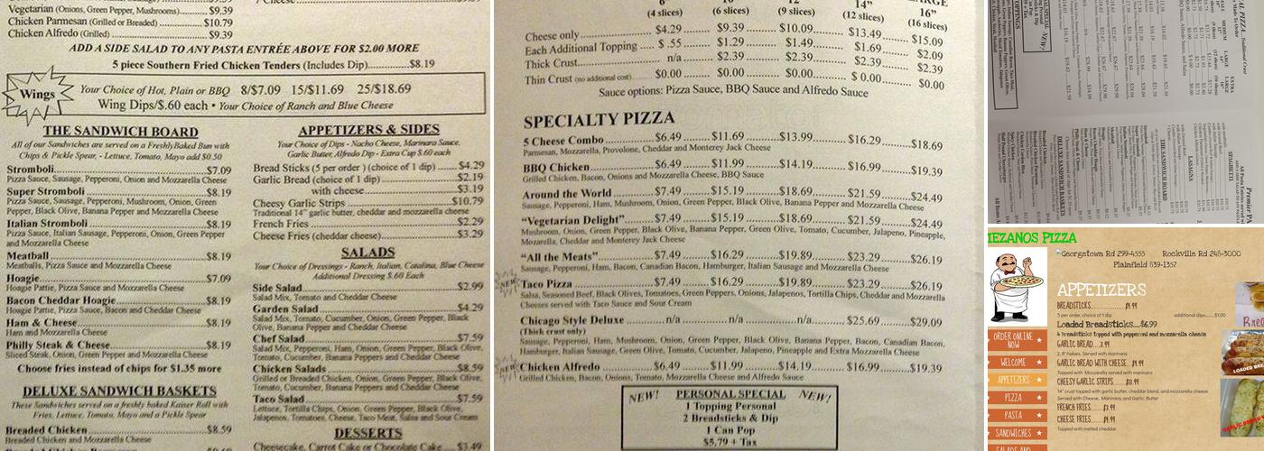 Piezanos Pizza - Rockville Menu