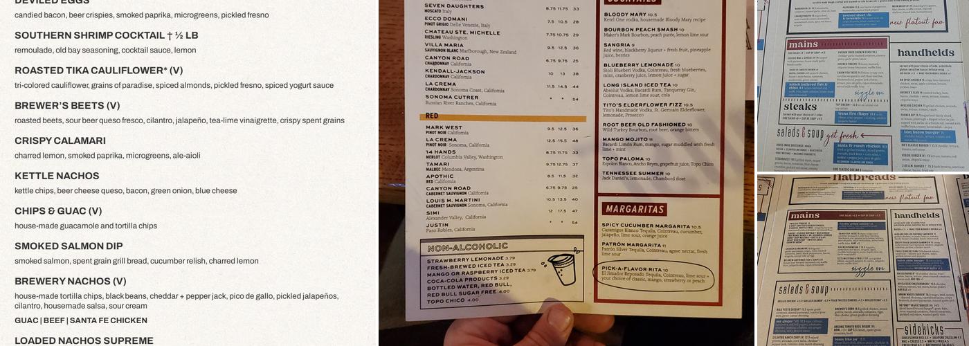 Rock Bottom Restaurant & Brewery Menu