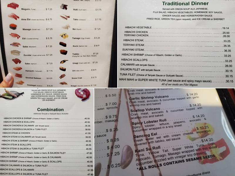 Fuji Japanese Steak House Menu