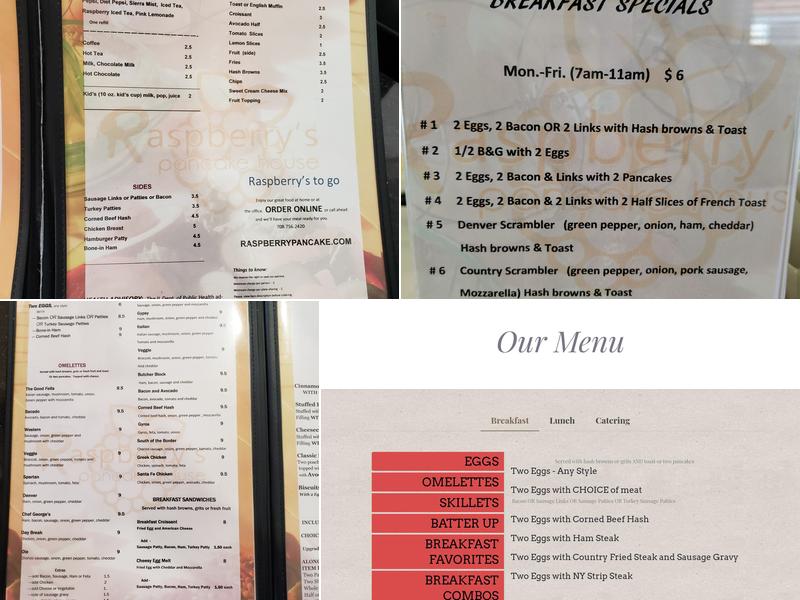 Raspberry's Pancake House & Restaurant Menu
