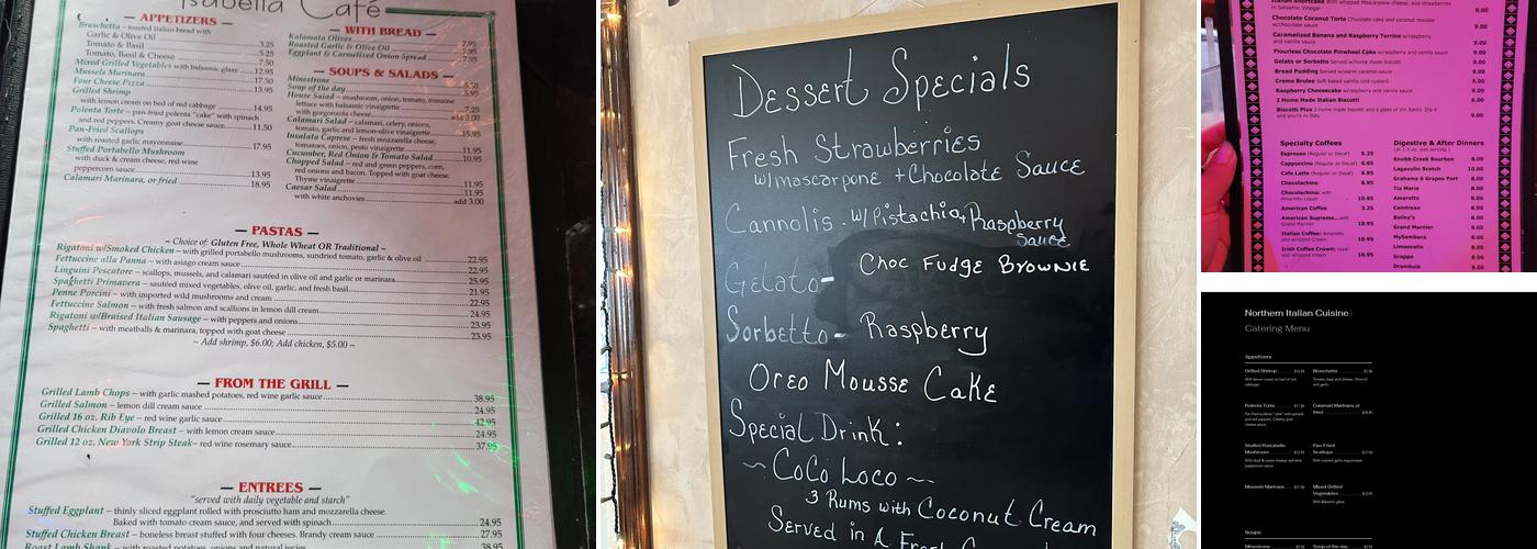 Isabella Italian Cafe & Catering Menu