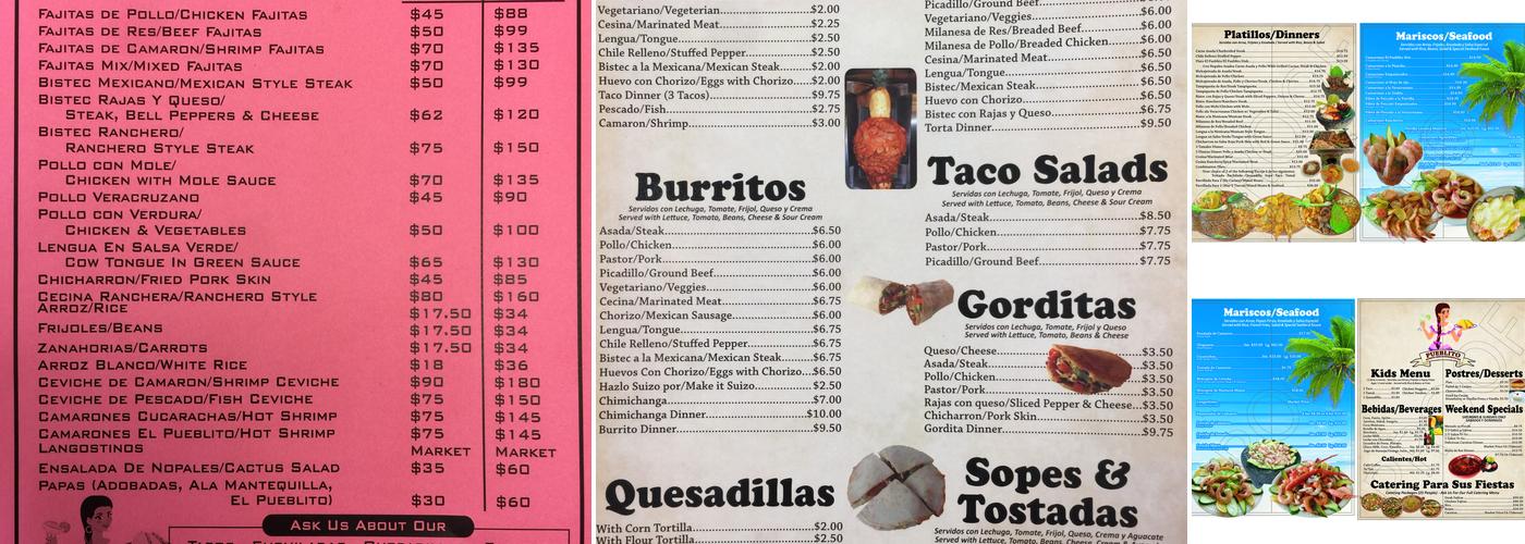 Pueblito Menu