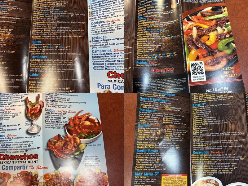 Chenchos Burrito Menu