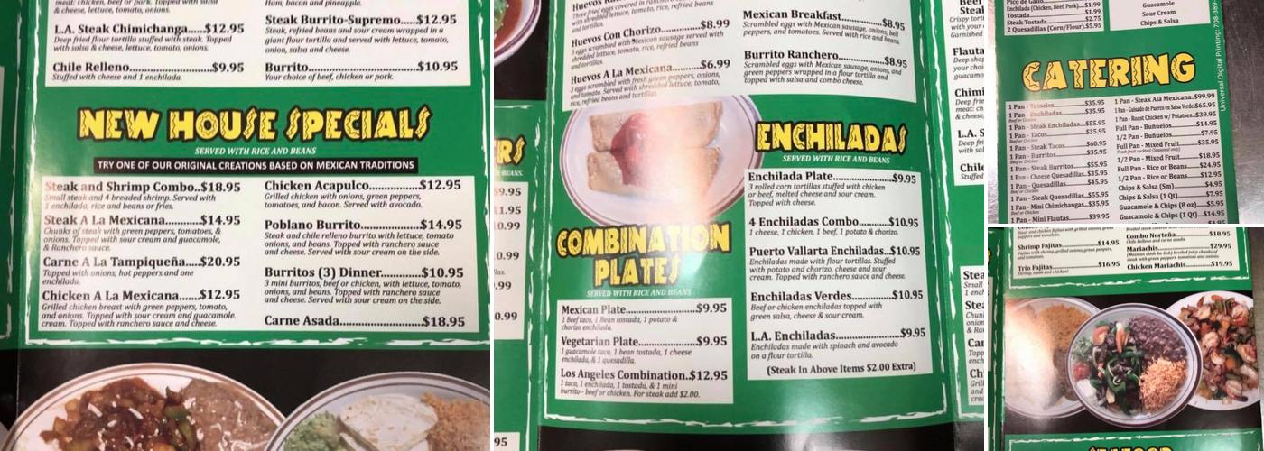 Los Angeles Cafe Menu