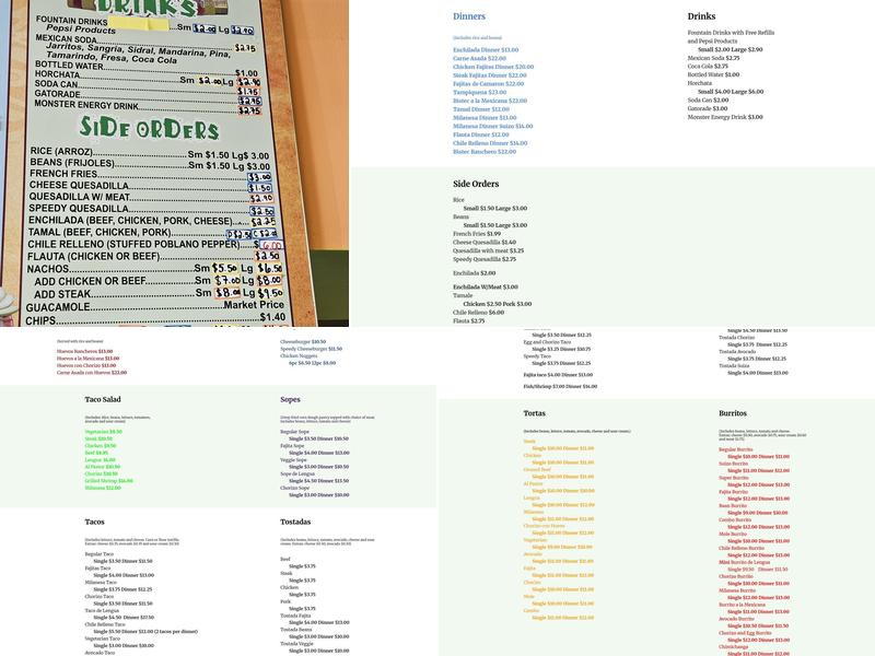 Speedy Burrito Menu