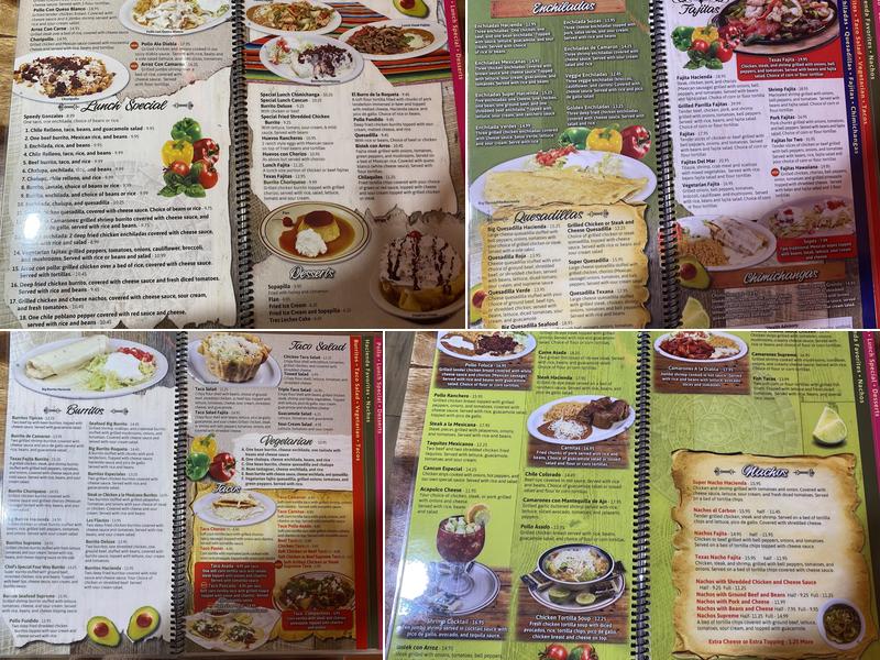 La Hacienda Mexican Restaurant Menu