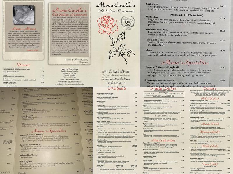 Mama Carolla's Menu
