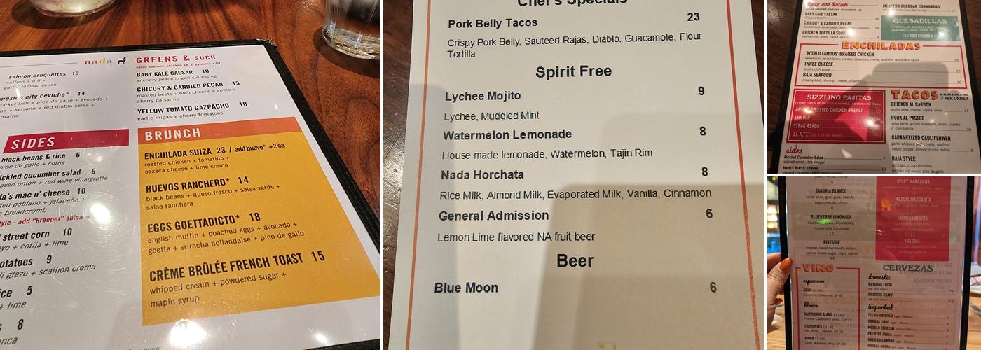 Nada Menu