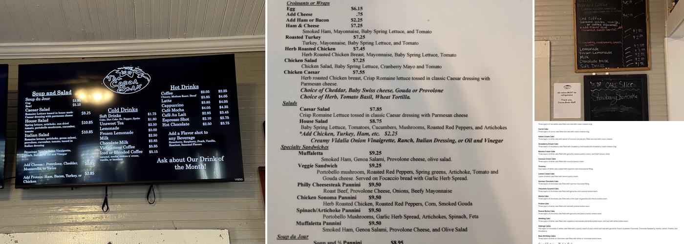 The Cocoa Bean Bakery & Cafe Menu