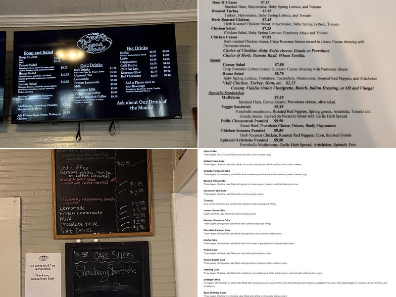 The Cocoa Bean Bakery & Cafe Menu