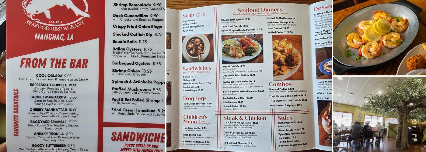 Middendorf's Manchac Menu