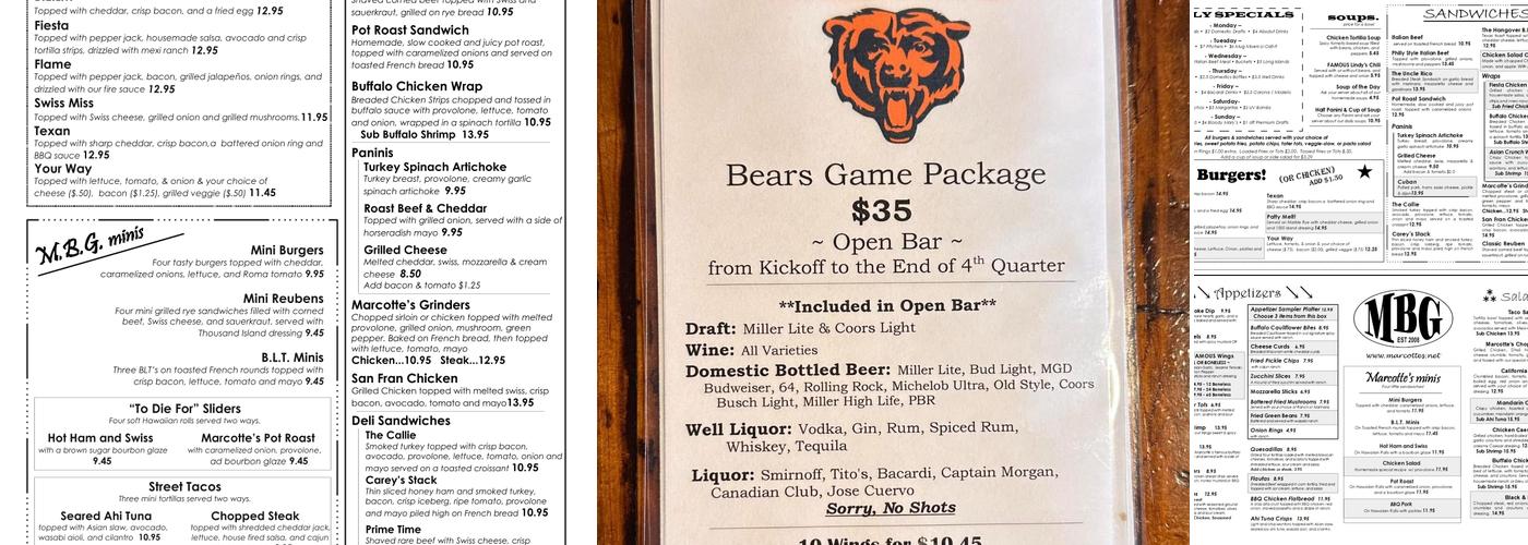 Marcotte's Bar & Grill Menu