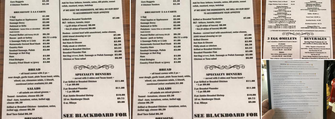 Jimmy's Diner Menu