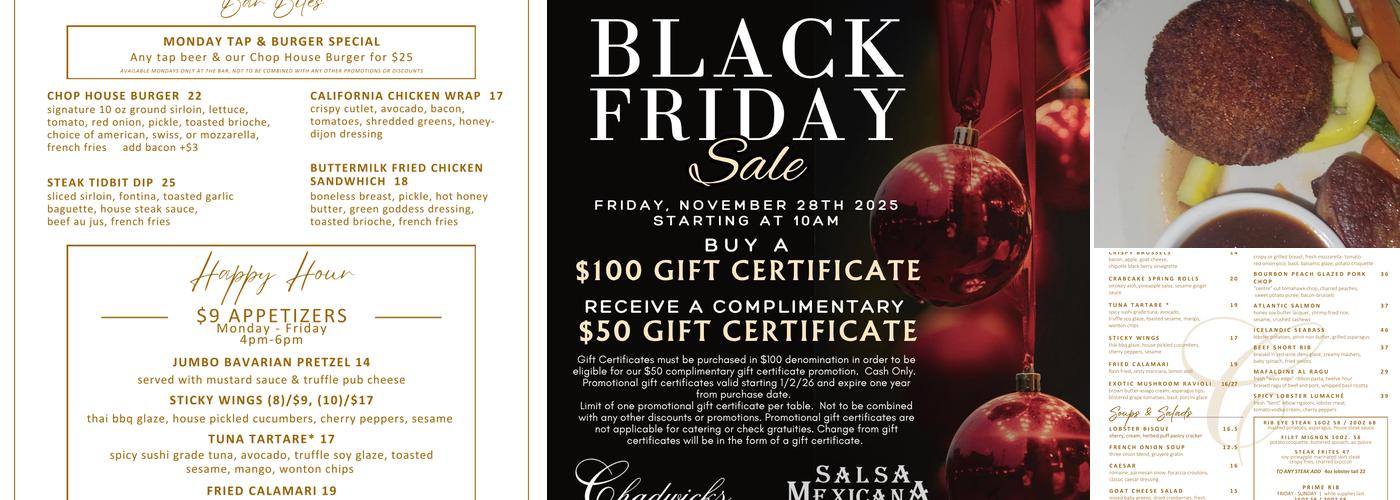 Chadwick's American Chop House & Bar Menu