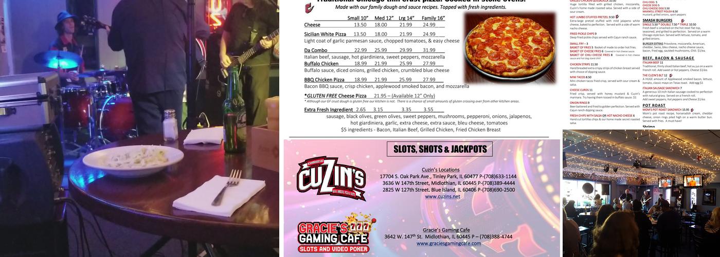 Cuzin's Tavern, Gaming & Pizza Tinley Park Menu