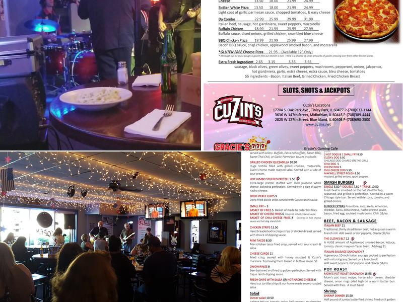 Cuzin's Tavern, Gaming & Pizza Tinley Park Menu