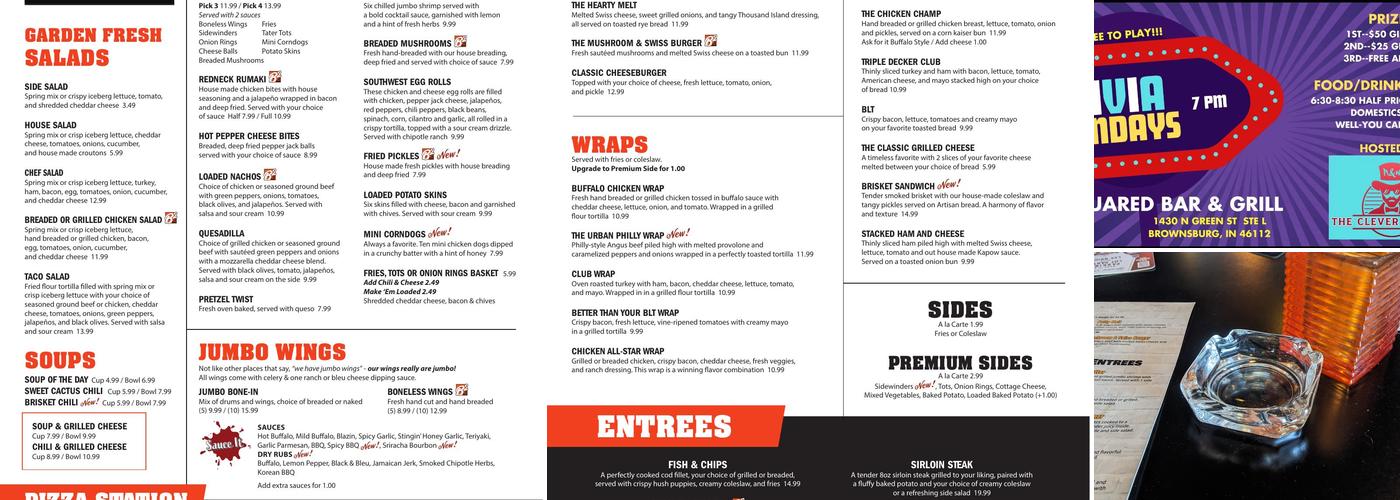 B Squared Bar & Grill Menu
