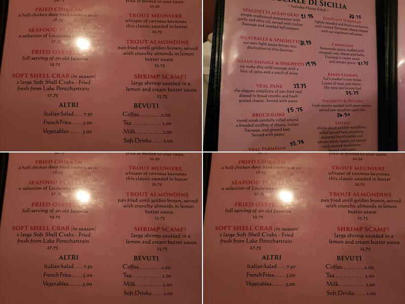 Sal & Judy's Menu