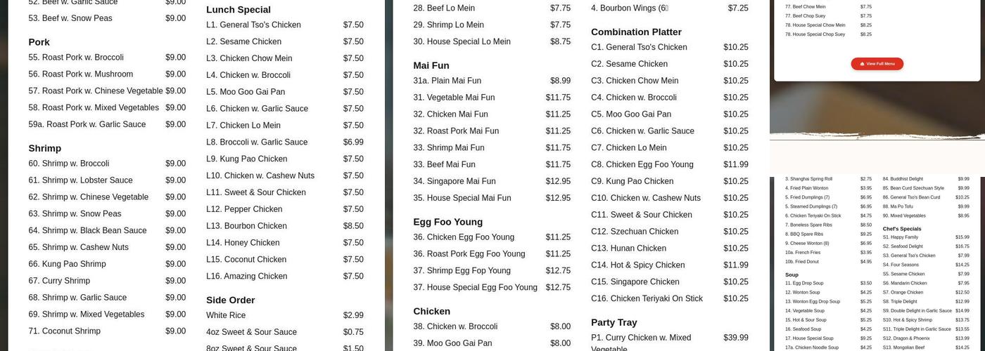 China Star Menu