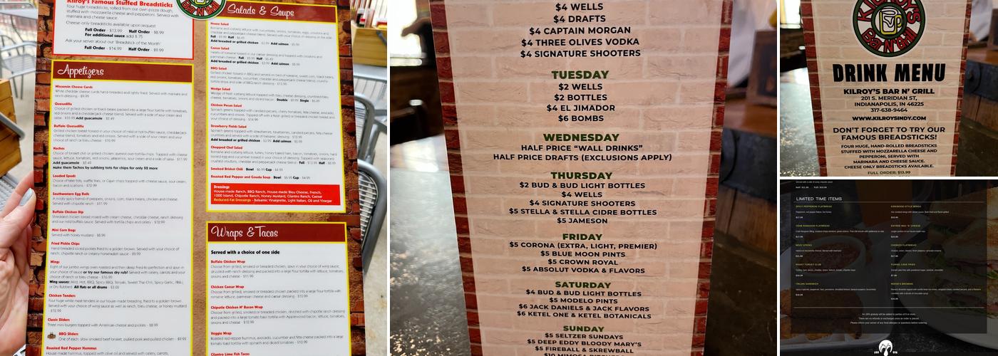 Kilroy's Bar & Grill Menu