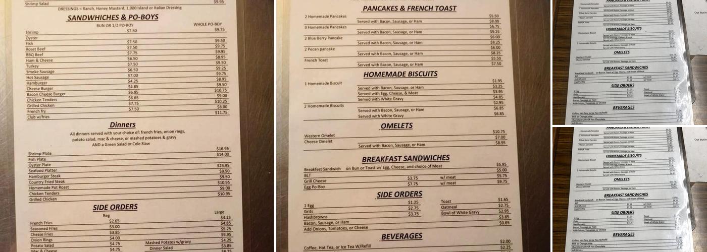 Alice's Restaurant Menu