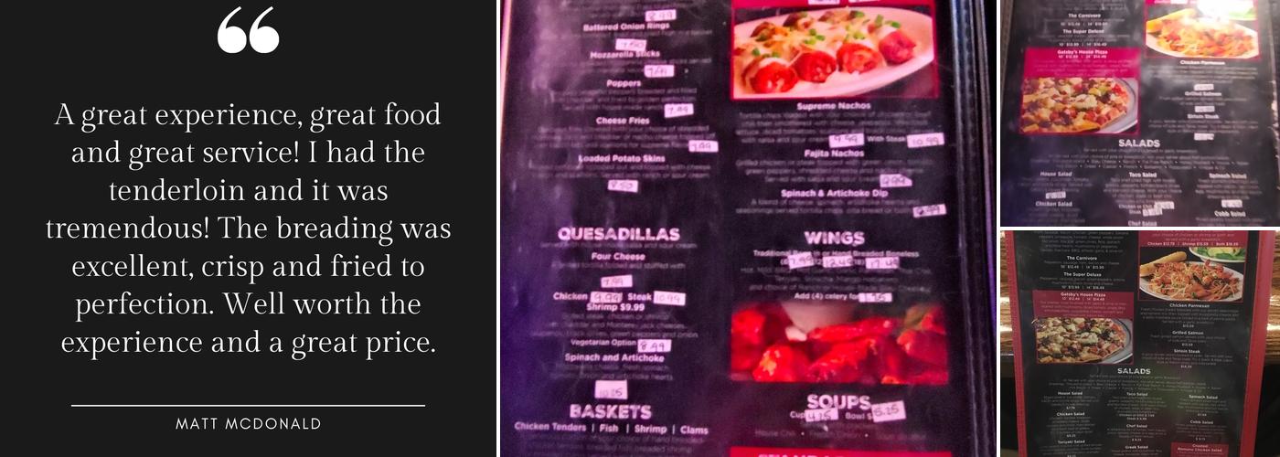 Gatsby's Pub & Grill Menu