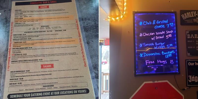 Long Acre Bar and Grill Menu