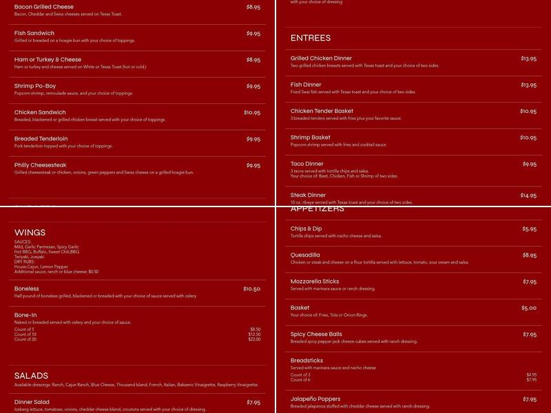 Northside Bar & Grill Menu