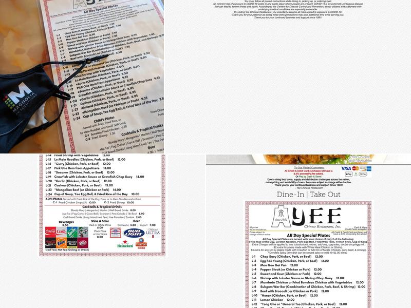 Yee Chinese Restaurant Menu