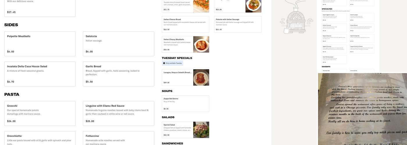 Louisa's Pizza & Pasta Menu