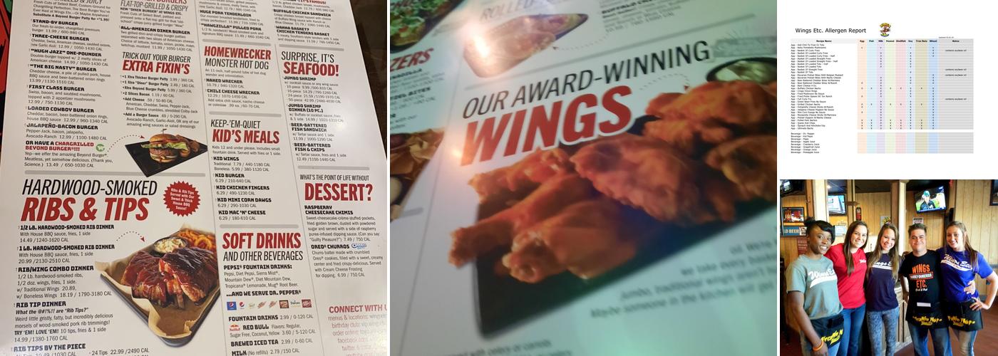 Wings Etc. Menu