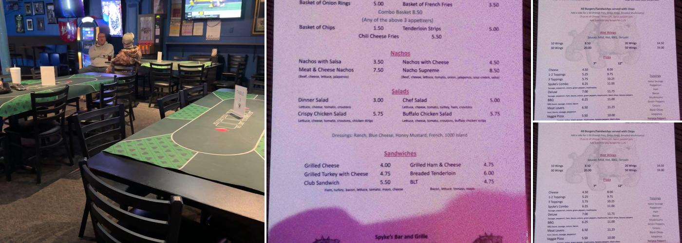 Spyke's Bar & Grill Menu