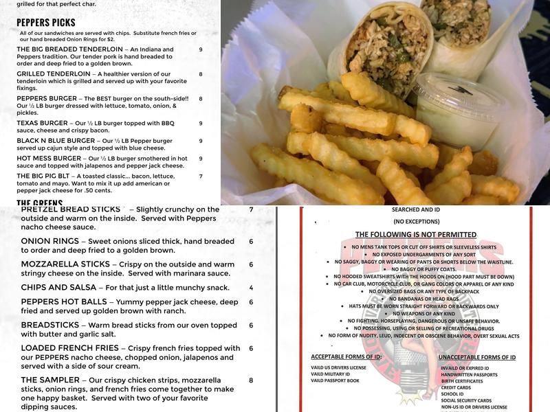 Peppers Menu
