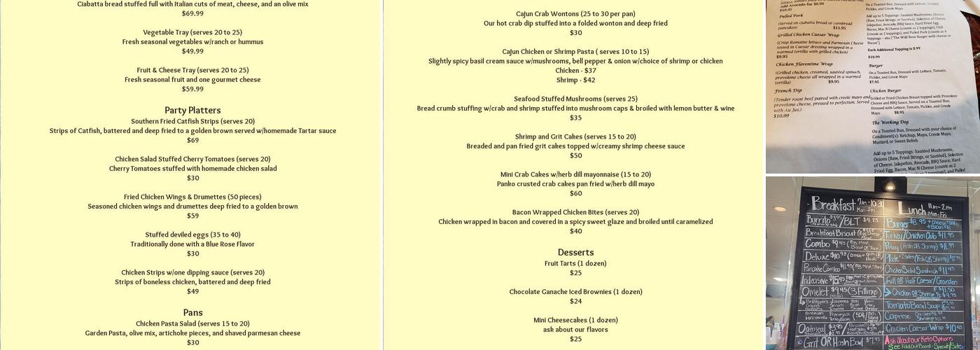 The Blue Rose Catering and Cakes LLC Menu