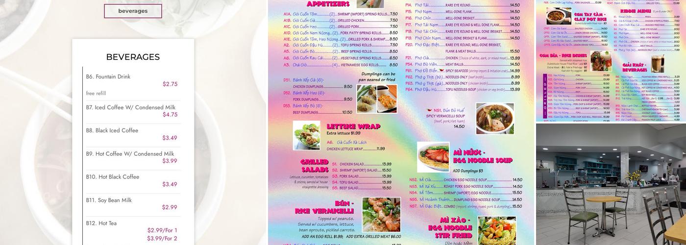 Phở Café Menu