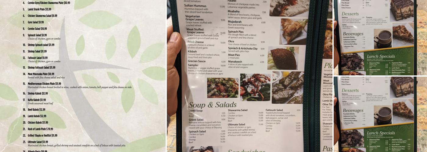 Olive Tree Cafe Menu