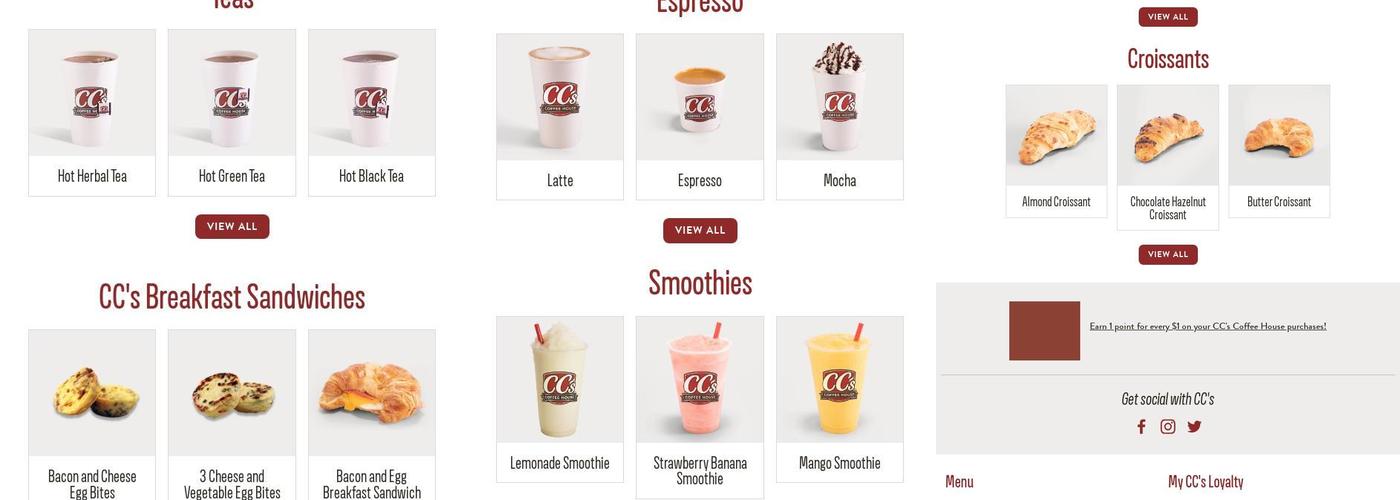 CC's Coffee House Menu