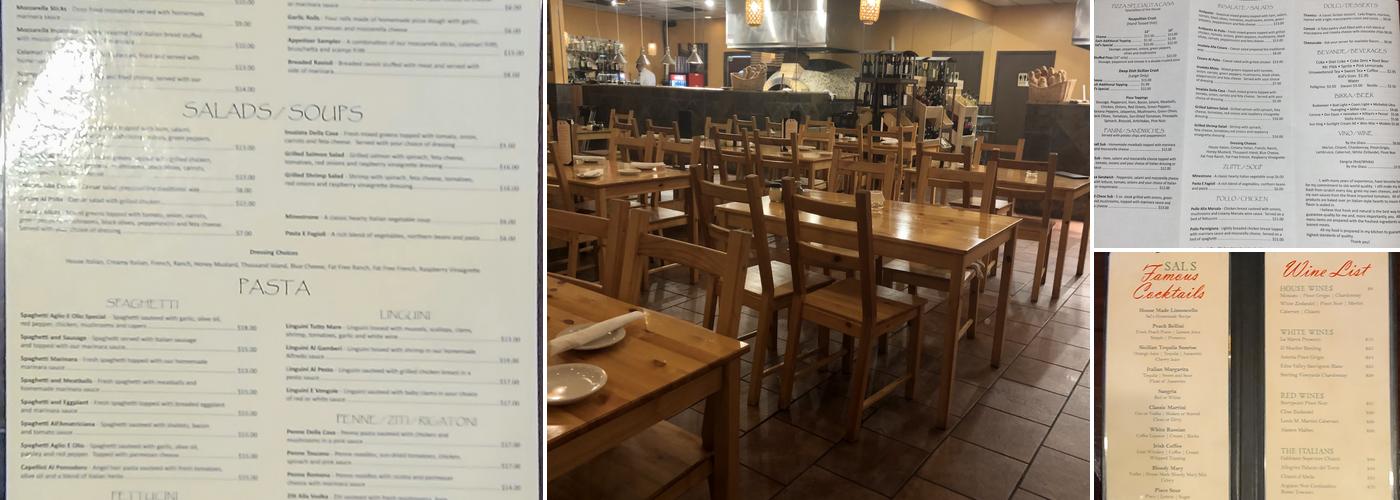 Sal's Famous Pizzeria Inc. Menu