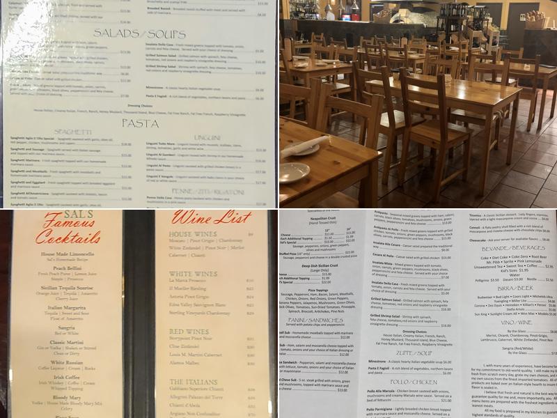 Sal's Famous Pizzeria Inc. Menu