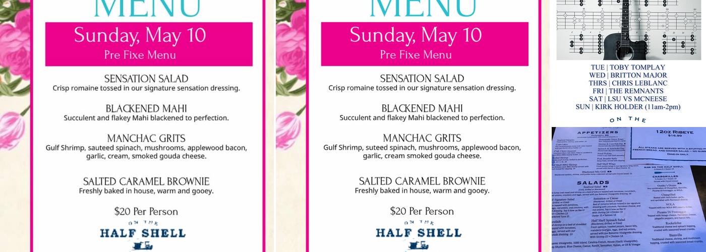 On The Half Shell Menu