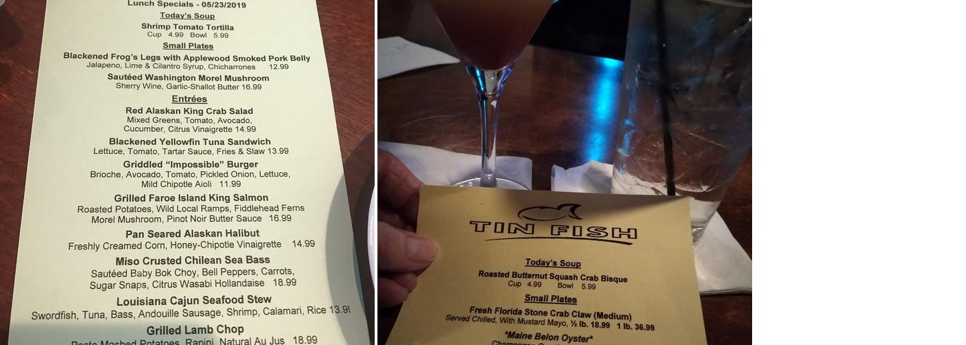 Tin Fish Menu