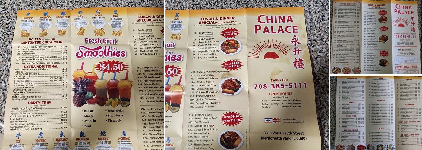 Wing's China Palace Menu