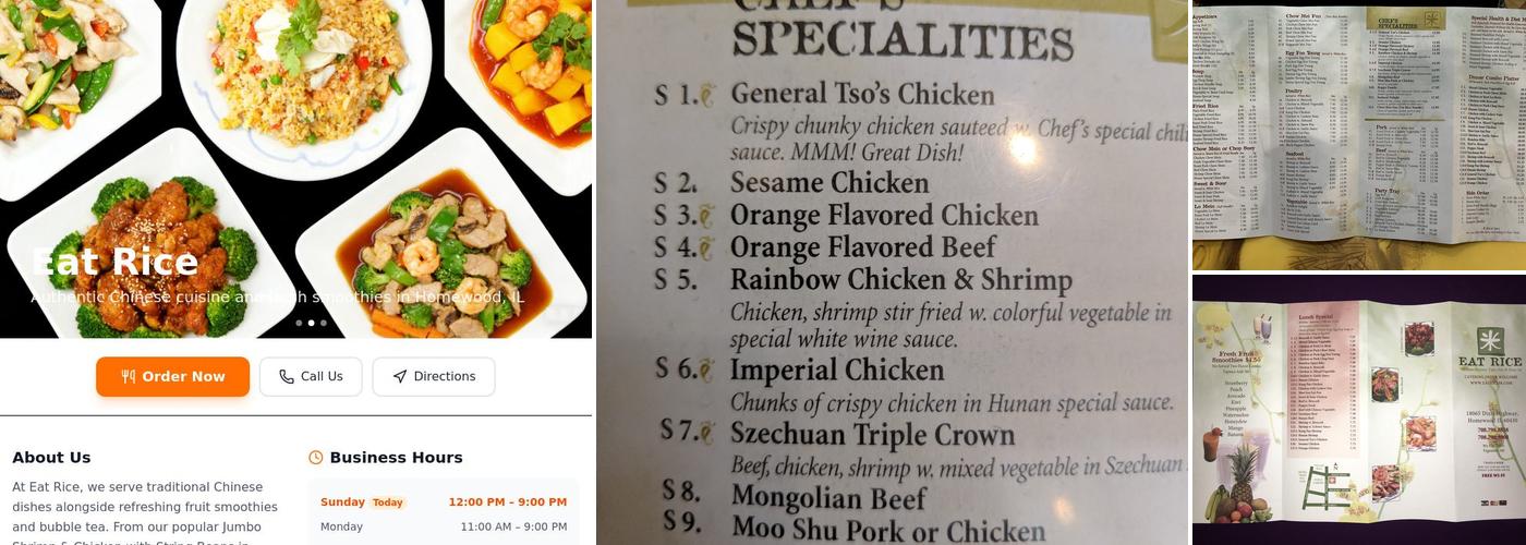 Eat Rice Menu