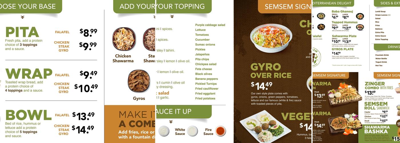 SemSem Mediterranean Menu