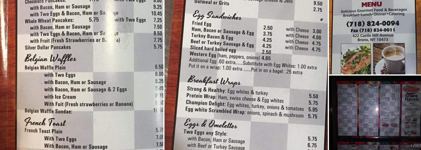 Shore Haven Diner Menu