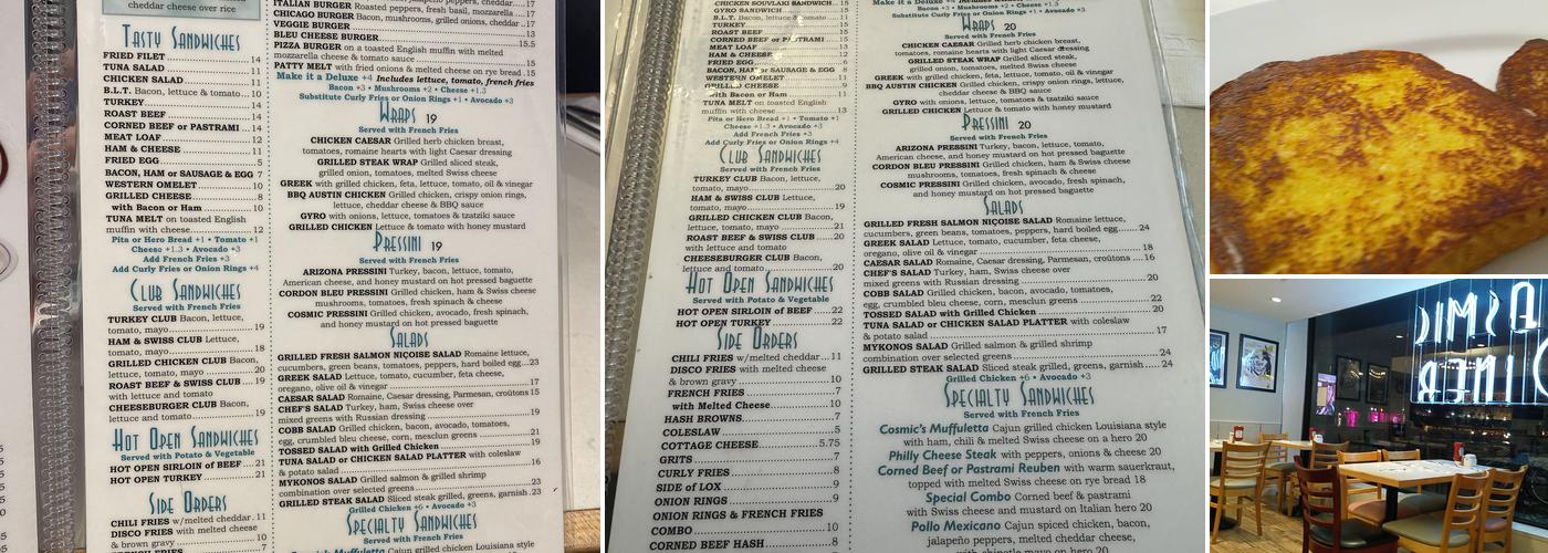 Cosmic Diner Menu
