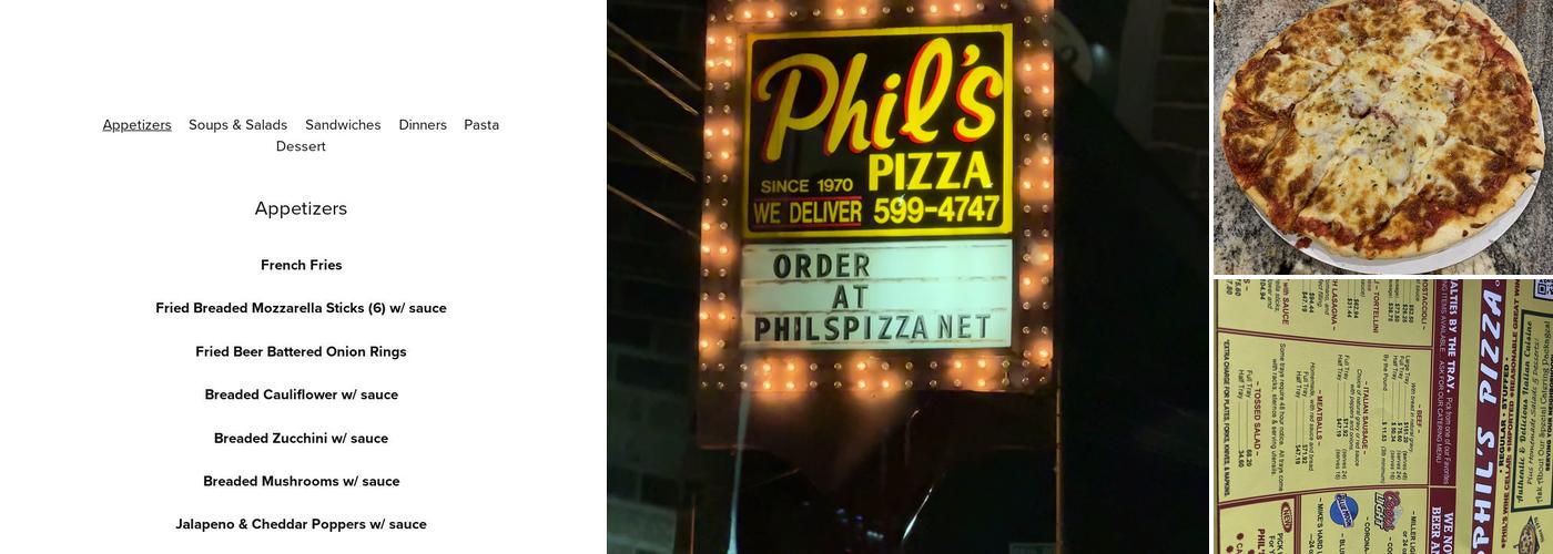 Phil's Pizza Menu